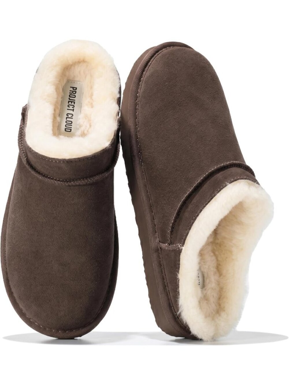 Project Cloud Women's Chocolate Suede 100% Genuine Leather Micro Boots Slippers